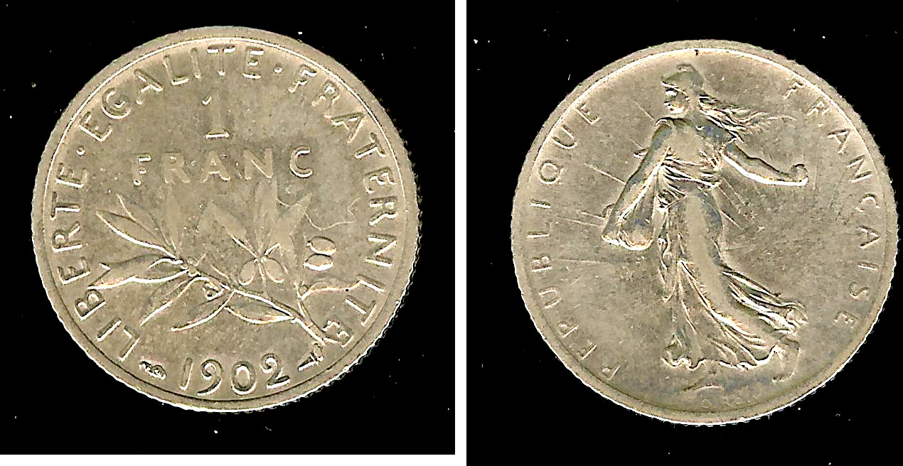 1 franc Semeuse 1902 Paris TTB+